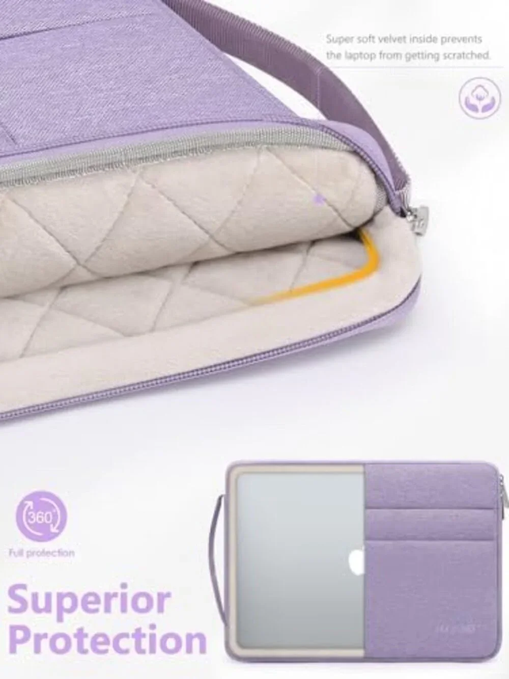 Stylish Lilac Purple 14-15 Inch Laptop Sleeve Case for MacBook Air & More